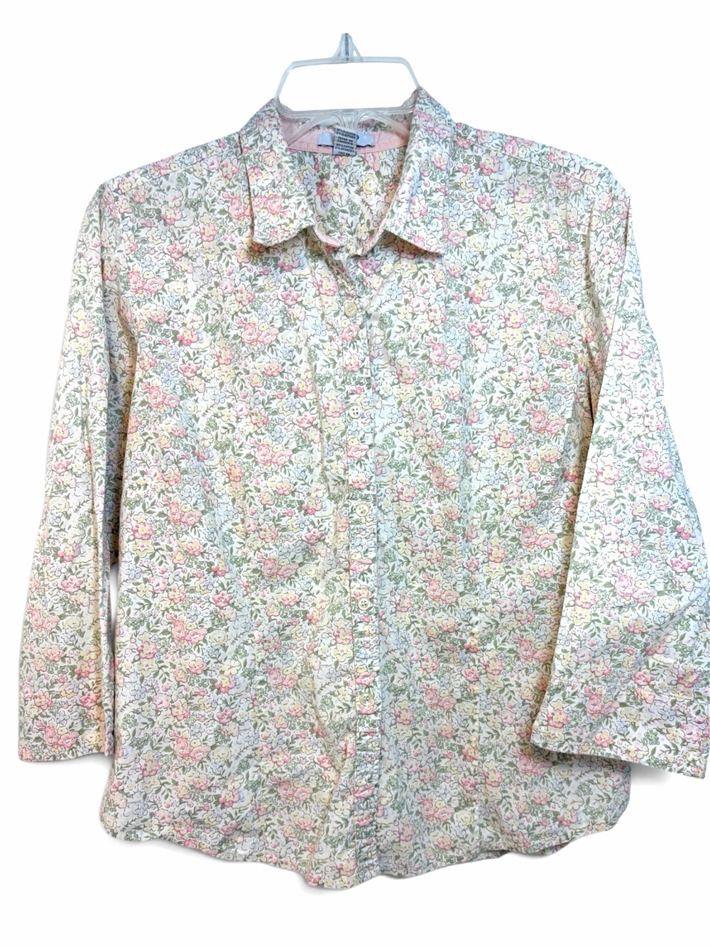 Izod Women’s Floral Button-Down Shirt in Pink & Green Size Petite Large